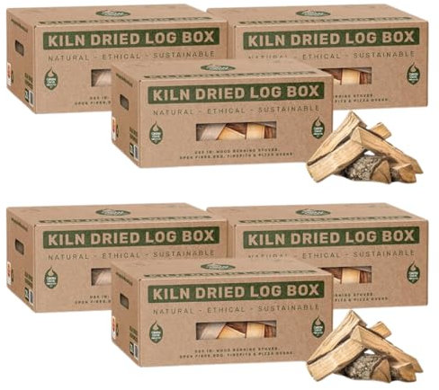 Green Olive Firewood - Kiln Dried British Logs (36kg /162ltr) for Wood Burners, Open Fires, Stoves and Fire Pits - Low Moisture, Ready To Burn, High Heat - Sustainably Sourced UK Firewood