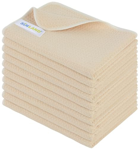 SINLAND Sublimation Blank Towels Waffle Kitchen Towel Cream 16x24 10 Pack