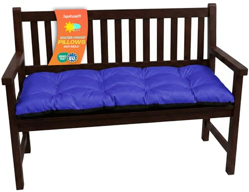 Bankkissen für Gartenbank & Hollywoodschaukel - Made in EU, Wasserdichtes & UV-beständig Gartenkissen - Bankauflage 2-Sitzer - Sitzkissen für Outdoor & Innenbereich - 100x50 cm - Blau