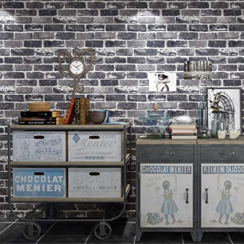 Okydoky Peel & Stick Grey Brick Wallpaper - Self-Adhesive, Vinyl Waterproof Vintage Wallpaper for House Decoration