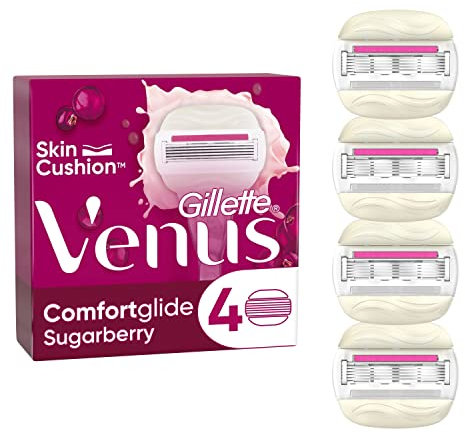 Gillette Venus Comfortglide Sugarberry Rasierklingen Damen, 4 Ersatzklingen für Damenrasierer