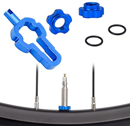 TAKONE Juego de llaves de válvula para bicicleta, extractor de válvulas y tuerca de válvula de bicicleta, 4 en 1 para válvula Presta, inserto de válvula Schrader, extensión de válvula y tuerca de