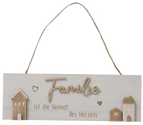 Schild - Familie - Türschild 30cm Holzschild Spruch braun grau n579 Hänger Holz Holzhaus Dekohaus Herzen Heimat Deko Anhänger Türdeko Home Geschenk Einzug neue Wohnung
