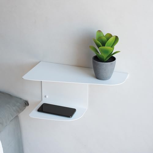 MILUKA Set 2 Vitt Flytande Nattduksbord 40 x 20 cm | Hängande Sängbord för Sovrum, Komplett Juniorsovrum | Möbler för Sovrum | Perfekt som Hallmöbel och Heminredning | Modernt Sängbord (2, Vit) (Vit)