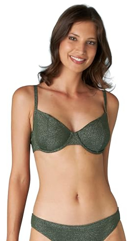 Lovable Bikini Reggiseno con Ferretto Plain Lurex Donna, Verde Fango, 85E