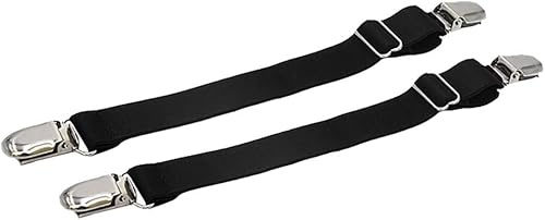 Enyolidimk 4 Pcs Black Elastic Straight Garter Belts Clips Stocking Clamps Suspender Straps Shirt Sock Stays Holder, Women's Garters and Suspenders, Stockings and Garters