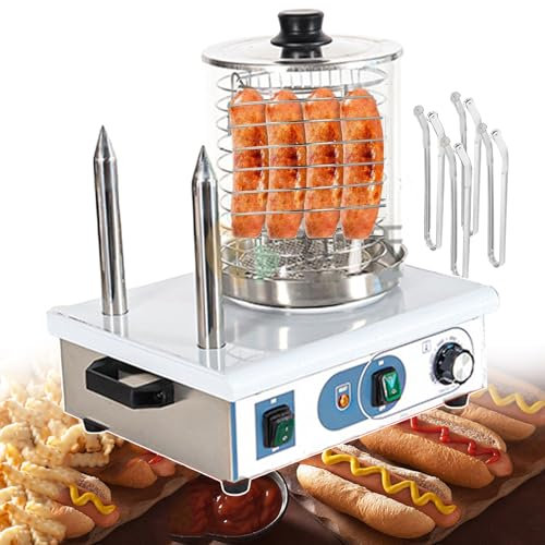 forplubossmmp Macchina per Arrotolare Gli Hot Dog 550W/1200W | Scaldasalsicce per Scaldapane | con Asta Riscaldante in Alluminio E Coperchio Staccabile | Vaporiere per Alimenti | Food Truck,2-Stick