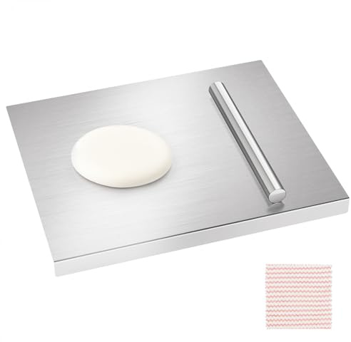 MOOTACO Stainless Steel Cutting Board,80x50cm with Fixed Plate,Suitable for Meat, Fruits, Vegetables, Bread, and Baking Large-Sized Cutting Boards
