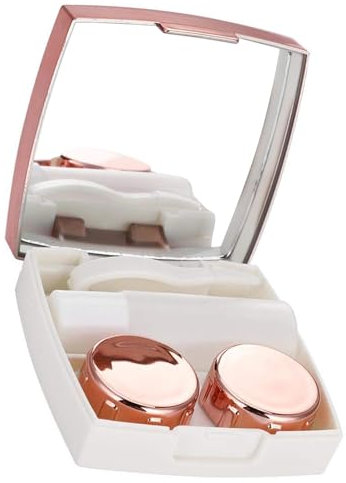 TRMFUSA 3 Colors Mini Contact Lens, Contact Lens Care Products & Accessories, Case Holder, Eye Care, Lens Case, Portable Mirror Box (Pink), black