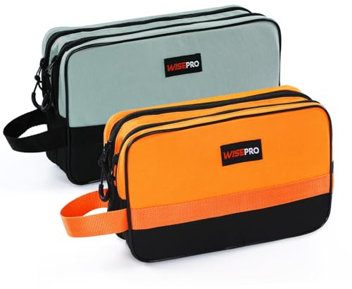 WISEPRO Tool Pouch Set, Multipurpose Zipper Tool Pouch with Dual Compartment - 2-Pack Heavy-Duty Small Tool Bag Storage (10 x 6 & 12 x 7)