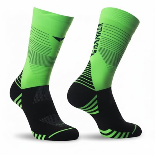 HANKER Calcetines compresivos trail running de media caña sin costuras | Techno PE Silver, media caña, compresión técnica, sin costuras, transpirables, para running, ciclismo y MTB