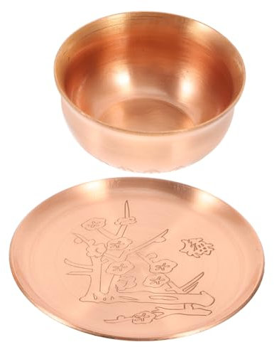 TOPPERFUN Cuenco De Ofrenda De Cobre Recipiente Para Beber Cuenco De Agua Para Templos y Hogares Con Función De Purificación Adecuado Para Ceremonias De Buda y Almacenamiento De Joyas