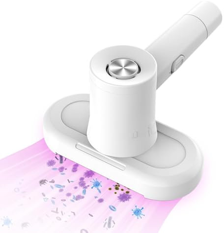 Aspirador de Ácaros, Mini Aspirador Antiácaros para Colchones con Luz UV, Aspiradora de Mano con Filtro HEPA para Colchones, Camas, Sofás de Tela, Almohadas, Alfombras