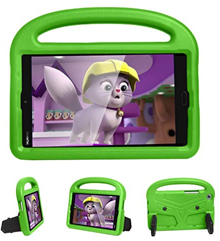 Tablettskydd Tablet Väska till Huawei M3 / M5 Lite 8,4 tums kiselfall For barn, For chocktäta lättviktigt droppskyddat stativ tablettväska, med handtag och kickstand(Ye?il)