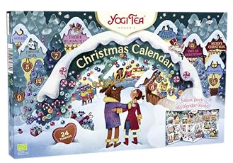 Yogi Tea Calendario de Adviento de Tés 2025 – Calendario con 24 Variedades de Té Orgánico, 24 Bolsitas y 24 Mensajes Inspiradores – Ideal Como Regalo Sin Chocolate