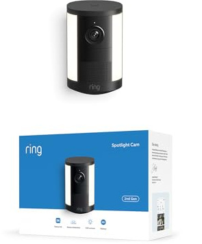 Ring Spotlight Cam, Battery (newest gen), Wide-Angle Retinal 2K Video, 6x Enhanced Zoom, Motion-Activated Spotlights, 30-day free trial of Ring Subscription Plan, Black