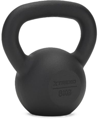 XTREXO - Pesa rusa de hierro fundido, con base plana, mango recubierto de polvo, para entrenamiento de fuerza, CrossFit Home Gym (8 kg)