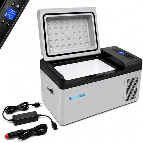 StandHeiz Kompakt-Kühlschrank Kompressor 20L – Mobile Kühlbox für PKW & Camping, 12V/24V/230V, Tiefkühlmodus bis -20°C, Geräuscharm & Effizient, perfekt für Auto, Caravan & Outdoor