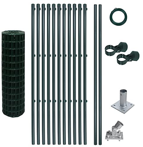 ESTEXO Schweißgitter Gartenzaun Set Komplettset Zaun Gartenzaunset Zaunset Drahtzaun Gitterzaun mit Aufschraubhülsen (1,0 x 25 m)