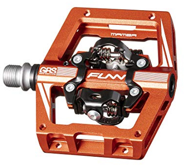 Funn Mamba S MTB Clipless Pedaler, Dubbelsidig Klämma Kompakt Plattform Mountainbike Pedaler, Kompatibla med SPD-klossar, 9/16-tums CrMo-axel Cykelpedaler för MTB/BMX/Gruscykling (Orange)