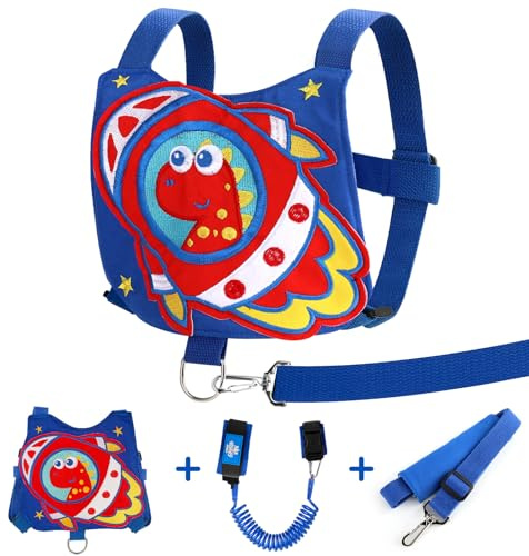 Lehoo Castle Toddler Reins, 4 in 1 Baby Reins Walking Harness Dinosaur, Reins for Toddler with Anti Lost Wrist Link, Toddler Harness for Walking 18 Months+