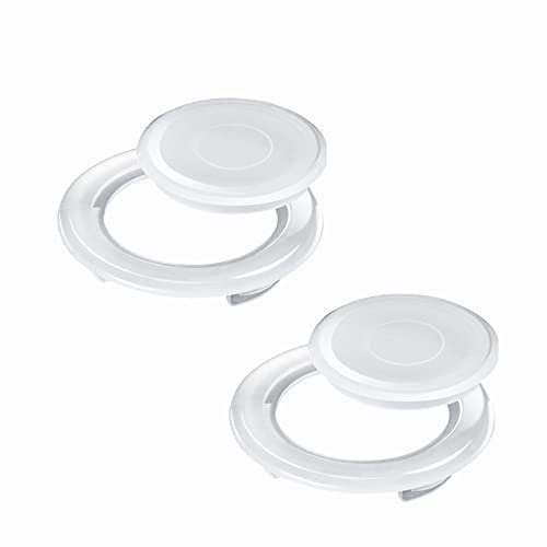 KOMUNJ 2 Sets Patio Table Umbrella Hole Ring and Cap Set, Plastic Umbrella Hole Plug Cover Standard Size Table Centre Ring for Umbrella Hole Insert Outdoor Garden Parasol Accessory, White