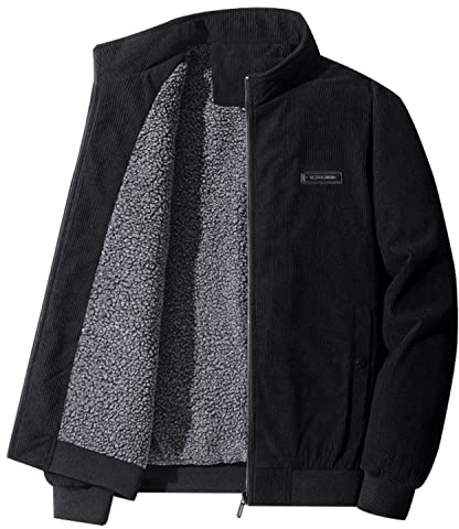 MANBOZIXi Vestes d'hiver en Molleton pour Hommes Veste en Velours Côtelé