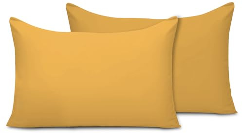 Pamposh Pillow Cases 2 Pack Super Soft Brushed Microfibre Pillow Covers Hypoallergenic Breathable Non Iron Envelope Closure Gold Pillow Cases