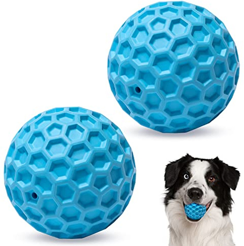Nobleza Pelota Perros con Sonido, 2 Unidad Pelota de Juguete para Perros Interactivo, Indestructible Squeak Juguetes para Perro, Pelota Fun para Masticar Jugar Entrenamiento, Ø 8cm