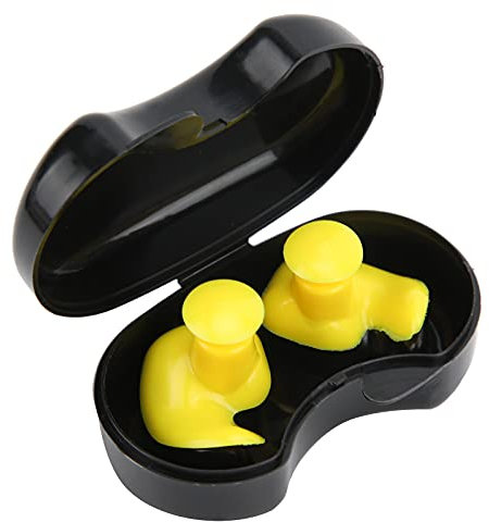 Schwimm-Ohrstöpsel, Silikon, Wiederverwendbar, Wasserdicht, Staubdicht, mit Aufbewahrungsbox, 5 Arten von Farben, Spiral-Schwimm-Ohrstöpsel, Schwimm-Ohr-Zubehör für Kinder und Erwachsene,(Gelb)