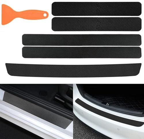 Protector Umbrales Puertas de Coche para Dacia Duster 2 (II) HM I 2018-2024,Accesorios Vinilos para Puertas Adhesivo Carbono Decoración para Estribos Accesorios Coche,5 Pcs,Black