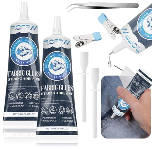 Fabric Glue, Extra Strong Quick Bond Fabric Adhesive, Machine Washable Quick Dry Hemming Adhesive, Material Glue for Clothing Hemming, Leather, DIY Crafts, Doll Repair, Upholstery (Dark blue)