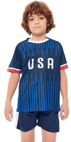 Soccer Jersey Kids USA Soccer Jersey National Team Boys&Girls Soccer Shorts Youth Football Practice Jersey/Shirt Set Gift for Soccer Fans