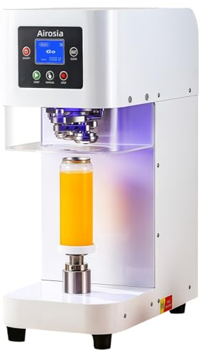 Commercial Soda Can Sealer-270W stronger motor, Automatic Can Sealer Machine for 202 Size(55mm) Aluminum and Plastic Cans - White caning machine - 2.4-6.7 inch Height Adjustable
