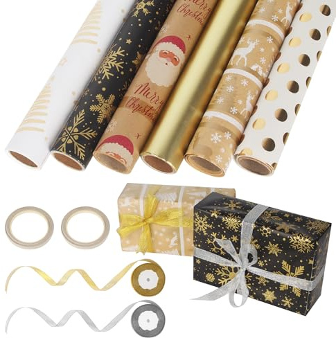 Carta da imballaggio per compleanno 6 rotoli 43 cm x 300 cm carta da imballaggio per compleanno per ragazzi e ragazze
