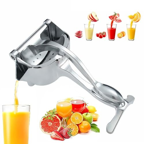 Cast Iron Juicer Squeezer - Max Extraction Hand Press Lemon Juicer Hand Press Heavy Duty Countertop Squeezer for Fresh Orange Juice, Durable Citrus Fruit Squeezer, Easy to Clean (sliver)