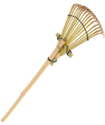 DOITOOL Rastrillo Pequeño de Bambú Natural para Jardinería, Herramienta Manual de 13x50 Cm para Nivelar Arena en Areneros y Parterres, Adecuado para Mantenimiento de Jardines y Patios