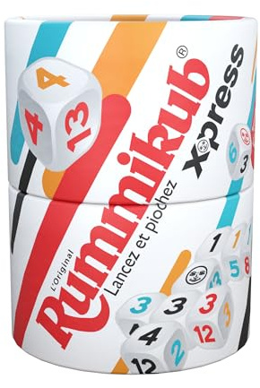 Rummikub Xpress, Jeu de dés Hasbro Officiel – Mini Jeu portatif Rapide – 1 à 2 Joueurs – 20 Min. – Jeux de Voyage familiaux – dès 7 Ans - Version française
