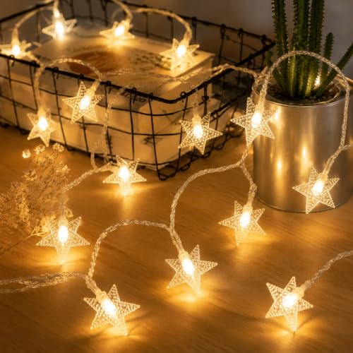 Fulighture Fairy Lights Battery Operated: 5m 16ft 40LED Star Waterproof | Fairy Lights, 2 Modes - Fairy Lights for Bedroom, Party, Christmas, Balcony, Camping, Room Decor