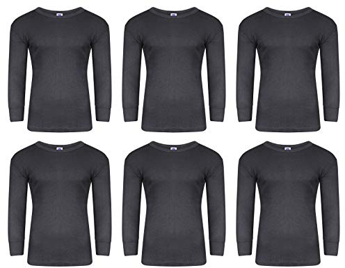 6 x Mens Thermal Long Johns Top Bottom Underwear Trousers T Shirt Set S M L XL (Grey Full Sleeve, M)