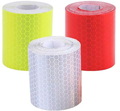 ZARRS Cinta Reflectante, Paquete de 3 Cintas de Advertencia de Seguridad de Alta Visibilidad para Coches, Bicicletas, Cascos, Ropa, Blanco, Rojo, Verde, 5 cm x 3 m