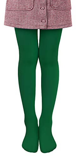 L&K-II Collants enfants collants de ballet filles collants de ballet collants de danse avec pied 80 DEN opaque microfibre coloré 27251 Vert foncé 134/140