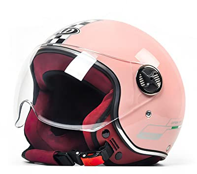 LIONCIANO Motorradhelm mit Visier, Jethelm Roller-Helm Scooter-Helm Moped Mofa-Helm Chopper Retro Vintage