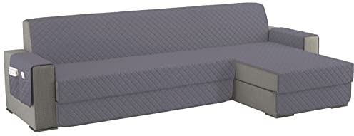 sevi's Sofabezug L Form 250cm Wasserdicht, Sofa überzug Ecksofa Reversibel Kratzfest Fleckenresistent - Sofa Cover für Katzen und Hunden - Grau