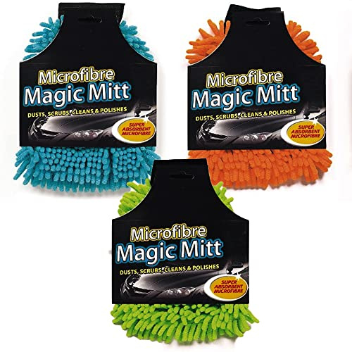 Single Car Wash Mitt, Microfiber Mitt 1 Per Pack, Car Washing Cleaning Cloth, Microfiber Wash Mitt, Car Sponge, Anti Streak Anti Scratch Car Cleaning Dusting Washing Noodle Sponge (Assorted Color)
