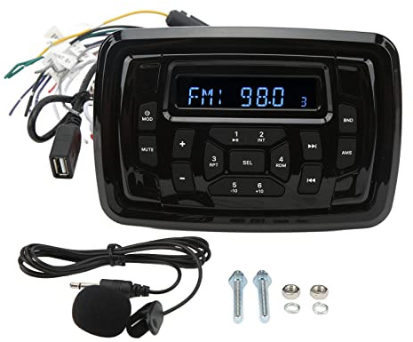 Waterproof Marine Radio Car Stereo Receivers Marine Speakers Bluetooth Car AM/FM Radio Stereo Receiver 12V DC MP3 Player Stereo Sound for Yacht Caravan Engineering Vehicle Ship +Auto