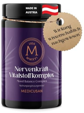 Medicusan Nervenkraft Vitalstoffkomplex - natürlicher Stimmungsaufheller mit Baldrian hochdosiert, 90 mg Safranextrakt Saffr’Activ™, Vitamin B12, Johanniskraut, Lavendel, Folsäure