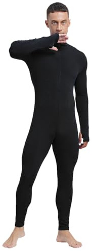 Sywiyi Mono Overall deportivo para hombre Sport Bodysuit Jumpsuit Largo Traje de cuerpo entero Una pieza Body Slim Fit Acanalado Entrenamiento Gimnasio Fitness Outfit, A negro., XL