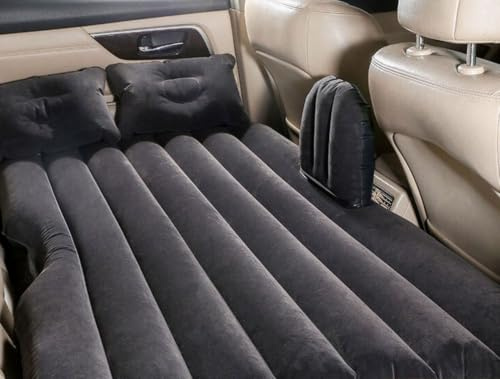 GDJIAYIYI Car Air Mattress, Car Bed, Inflatable Mattress for Car Rear Seat, Waterproof, Equipped with 2 Pillows & 1 Inflatable Pump, Essential for Car Camping (Black, 135 * 80cm)