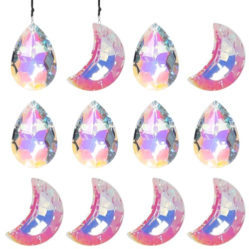 ZEPIQOR Lot de 10 attrape-soleil en cristal de 38 mm à suspendre, attrape soleil, sun catcher, suncatcher, En forme de goutte, Pour lustre, fenêtre, jardin, décoration de mariage
